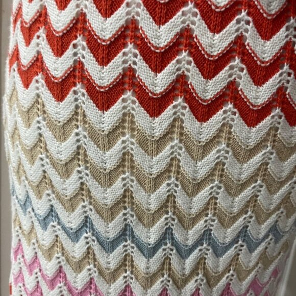 EMBELISHED CROCHET KNITTED BODYCON DRESS CAMILLE MULTICOLOR STRIPES Sz M TRENDY - Picture 13 of 16